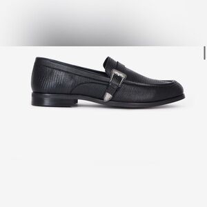 THE KOOPLES Men’s BLACK LEATHER LOAFERS WITH WESTERN BUCKLE, size 42/US 9/BNIB